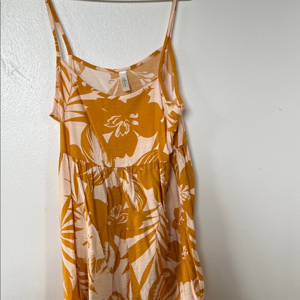 Mahina Orange and Cream Floral Mini Dress